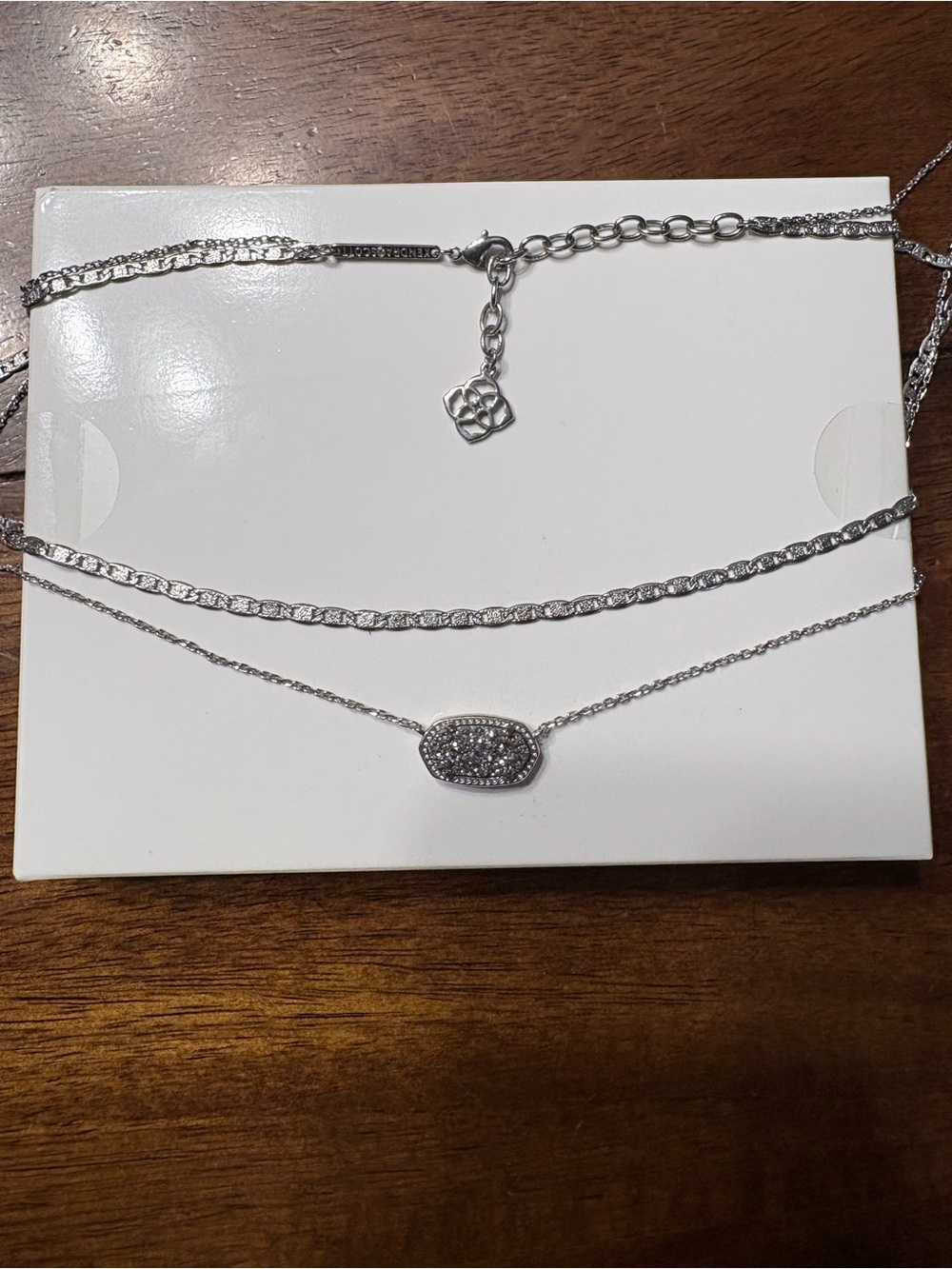 Kendra Scott Silver Pave Double Chain Necklace - Picture 2 of 2